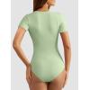 imageATHMILE Womens Round Neck Short Sleeve T Shirts Basic BodysuitsMint Green