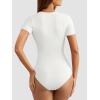 imageATHMILE Womens Round Neck Short Sleeve T Shirts Basic BodysuitsWhite