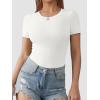 imageATHMILE Womens Round Neck Short Sleeve T Shirts Basic BodysuitsWhite