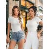 imageATHMILE Womens Round Neck Short Sleeve T Shirts Basic BodysuitsWhite