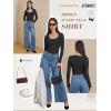 imageATHMILE Womens Tops Ribbed Scoop Neck Knit Slim Fitted Casual Basic Tee Shirts for Women Fashion Trendy 2025Ablack