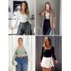imageATHMILE Womens Tops Ribbed Scoop Neck Knit Slim Fitted Casual Basic Tee Shirts for Women Fashion Trendy 2025Adark Green