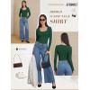 imageATHMILE Womens Tops Ribbed Scoop Neck Knit Slim Fitted Casual Basic Tee Shirts for Women Fashion Trendy 2025Adark Green