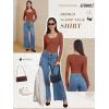 imageATHMILE Womens Tops Ribbed Scoop Neck Knit Slim Fitted Casual Basic Tee Shirts for Women Fashion Trendy 2025Adark Orange