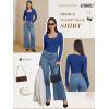 imageATHMILE Womens Tops Ribbed Scoop Neck Knit Slim Fitted Casual Basic Tee Shirts for Women Fashion Trendy 2025Aroyal Blue
