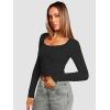 imageATHMILE Womens Tops Ribbed Scoop Neck Knit Slim Fitted Casual Basic Tee Shirts for Women Fashion Trendy 2025Bblack
