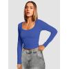 imageATHMILE Womens Tops Ribbed Scoop Neck Knit Slim Fitted Casual Basic Tee Shirts for Women Fashion Trendy 2025Bblue