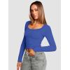 imageATHMILE Womens Tops Ribbed Scoop Neck Knit Slim Fitted Casual Basic Tee Shirts for Women Fashion Trendy 2025Bblue