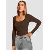 imageATHMILE Womens Tops Ribbed Scoop Neck Knit Slim Fitted Casual Basic Tee Shirts for Women Fashion Trendy 2025Bchocolate Brown