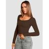 imageATHMILE Womens Tops Ribbed Scoop Neck Knit Slim Fitted Casual Basic Tee Shirts for Women Fashion Trendy 2025Bchocolate Brown