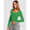 imageATHMILE Womens Tops Ribbed Scoop Neck Knit Slim Fitted Casual Basic Tee Shirts for Women Fashion Trendy 2025Bgreen