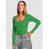 imageATHMILE Womens Tops Ribbed Scoop Neck Knit Slim Fitted Casual Basic Tee Shirts for Women Fashion Trendy 2025Bgreen