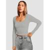 imageATHMILE Womens Tops Ribbed Scoop Neck Knit Slim Fitted Casual Basic Tee Shirts for Women Fashion Trendy 2025Bgrey