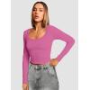 imageATHMILE Womens Tops Ribbed Scoop Neck Knit Slim Fitted Casual Basic Tee Shirts for Women Fashion Trendy 2025Bhot Pink