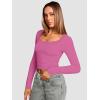 imageATHMILE Womens Tops Ribbed Scoop Neck Knit Slim Fitted Casual Basic Tee Shirts for Women Fashion Trendy 2025Bhot Pink