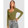 imageATHMILE Womens Tops Ribbed Scoop Neck Knit Slim Fitted Casual Basic Tee Shirts for Women Fashion Trendy 2025Bolive Green