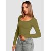 imageATHMILE Womens Tops Ribbed Scoop Neck Knit Slim Fitted Casual Basic Tee Shirts for Women Fashion Trendy 2025Bolive Green