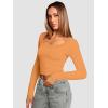 imageATHMILE Womens Tops Ribbed Scoop Neck Knit Slim Fitted Casual Basic Tee Shirts for Women Fashion Trendy 2025Borange