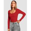 imageATHMILE Womens Tops Ribbed Scoop Neck Knit Slim Fitted Casual Basic Tee Shirts for Women Fashion Trendy 2025Bred