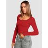 imageATHMILE Womens Tops Ribbed Scoop Neck Knit Slim Fitted Casual Basic Tee Shirts for Women Fashion Trendy 2025Bred