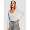 imageATHMILE Womens Tops Ribbed Scoop Neck Knit Slim Fitted Casual Basic Tee Shirts for Women Fashion Trendy 2025Bwhite