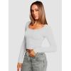 imageATHMILE Womens Tops Ribbed Scoop Neck Knit Slim Fitted Casual Basic Tee Shirts for Women Fashion Trendy 2025Bwhite