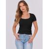 imageATHMILE Womens Tops Ribbed Scoop Neck Knit Slim Fitted Casual Basic Tee Shirts for Women Fashion Trendy 2025Cblack