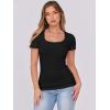 imageATHMILE Womens Tops Ribbed Scoop Neck Knit Slim Fitted Casual Basic Tee Shirts for Women Fashion Trendy 2025Cblack