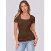 imageATHMILE Womens Tops Ribbed Scoop Neck Knit Slim Fitted Casual Basic Tee Shirts for Women Fashion Trendy 2025Cbrown