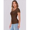imageATHMILE Womens Tops Ribbed Scoop Neck Knit Slim Fitted Casual Basic Tee Shirts for Women Fashion Trendy 2025Cbrown