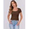 imageATHMILE Womens Tops Ribbed Scoop Neck Knit Slim Fitted Casual Basic Tee Shirts for Women Fashion Trendy 2025Cbrown
