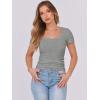 imageATHMILE Womens Tops Ribbed Scoop Neck Knit Slim Fitted Casual Basic Tee Shirts for Women Fashion Trendy 2025Cheather Grey