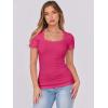 imageATHMILE Womens Tops Ribbed Scoop Neck Knit Slim Fitted Casual Basic Tee Shirts for Women Fashion Trendy 2025Chot Pink