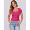 imageATHMILE Womens Tops Ribbed Scoop Neck Knit Slim Fitted Casual Basic Tee Shirts for Women Fashion Trendy 2025Chot Pink