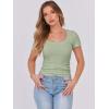 imageATHMILE Womens Tops Ribbed Scoop Neck Knit Slim Fitted Casual Basic Tee Shirts for Women Fashion Trendy 2025Csage Green