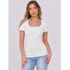 imageATHMILE Womens Tops Ribbed Scoop Neck Knit Slim Fitted Casual Basic Tee Shirts for Women Fashion Trendy 2025Cwhite