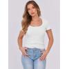 imageATHMILE Womens Tops Ribbed Scoop Neck Knit Slim Fitted Casual Basic Tee Shirts for Women Fashion Trendy 2025Cwhite