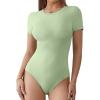 imageATHMILE Womens Round Neck Short Sleeve T Shirts Basic BodysuitsMint Green