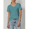 imageATHMILE Womens Tops Shirts for Women Short Sleeve V Neck Tee Summer Fashion Trendy Soft Casual Spring Clothes Outfits BeachBlue Green