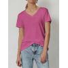 imageATHMILE Womens Tops Shirts for Women Short Sleeve V Neck Tee Summer Fashion Trendy Soft Casual Spring Clothes Outfits BeachHotpink