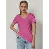 imageATHMILE Womens Tops Shirts for Women Short Sleeve V Neck Tee Summer Fashion Trendy Soft Casual Spring Clothes Outfits BeachHotpink