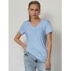 imageATHMILE Womens Tops Shirts for Women Short Sleeve V Neck Tee Summer Fashion Trendy Soft Casual Spring Clothes Outfits BeachIce Blue
