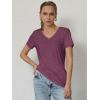 imageATHMILE Womens Tops Shirts for Women Short Sleeve V Neck Tee Summer Fashion Trendy Soft Casual Spring Clothes Outfits BeachPurple Red