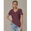 imageATHMILE Womens Tops Shirts for Women Short Sleeve V Neck Tee Summer Fashion Trendy Soft Casual Spring Clothes Outfits BeachWine Red