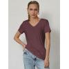 imageATHMILE Womens Tops Shirts for Women Short Sleeve V Neck Tee Summer Fashion Trendy Soft Casual Spring Clothes Outfits BeachWine Red