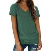 imageATHMILE Womens Tops Shirts for Women Short Sleeve V Neck Tee Summer Fashion Trendy Soft Casual Spring Clothes Outfits BeachDark Green