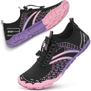 imageATHMILE Hiking Barefoot Water Shoes for Women Men Beach Swim Aqua Pool River Quick Dry Athletic Wide Toe Outdoor Sport Kayaking Boating Rock Climbing Yoga LakeA Pink