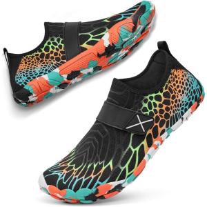 imageATHMILE Hiking Barefoot Water Shoes for Women Men Beach Swim Aqua Pool River Quick Dry Athletic Wide Toe Outdoor Sport Kayaking Boating Rock Climbing Yoga LakeC Black Coloful