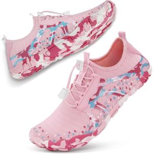 imageATHMILE Hiking Barefoot Water Shoes for Women Men Beach Swim Aqua Pool River Quick Dry Athletic Wide Toe Outdoor Sport Kayaking Boating Rock Climbing Yoga LakeB Pink