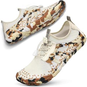 imageATHMILE Hiking Barefoot Water Shoes for Women Men Beach Swim Aqua Pool River Quick Dry Athletic Wide Toe Outdoor Sport Kayaking Boating Rock Climbing Yoga LakeB Beige